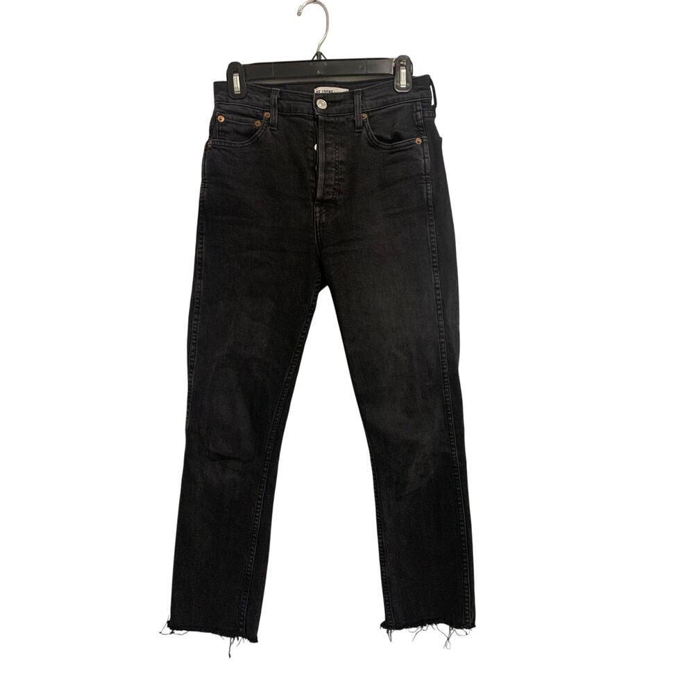 RE/DONE High Rise Slim Straight Leg Jeans Black 26